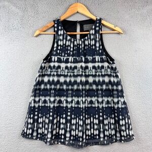 Sunday in Brooklyn Sleeveless Abstract Print Pleated Keyhole Top Womens XS